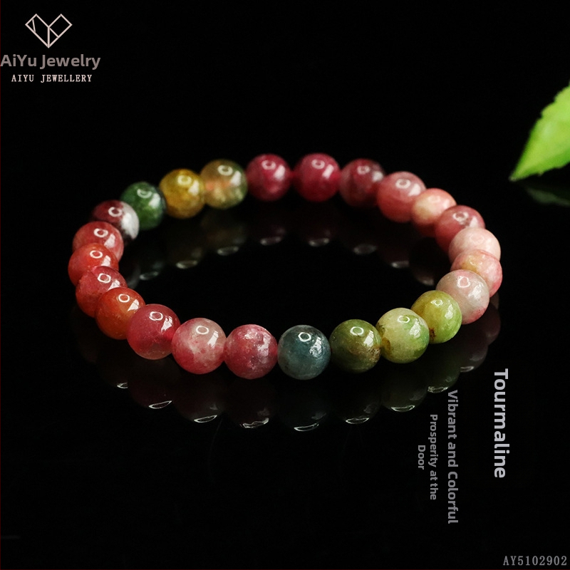 Ai yu turmalino apyrankė, geometrinis dizainas, rankų mezginys, pritaikoma