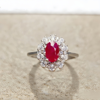 Inel din rubin natural în argint Sterling S925, cu piatra principală fixată, lucrat manual