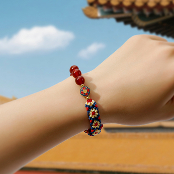 Βραχιόλι για γυναίκες, αχάτης, χειροποίητο πλεκτό, γεωμετρικός σχεδιασμός, σειρά κινεζικής κουλτούρας