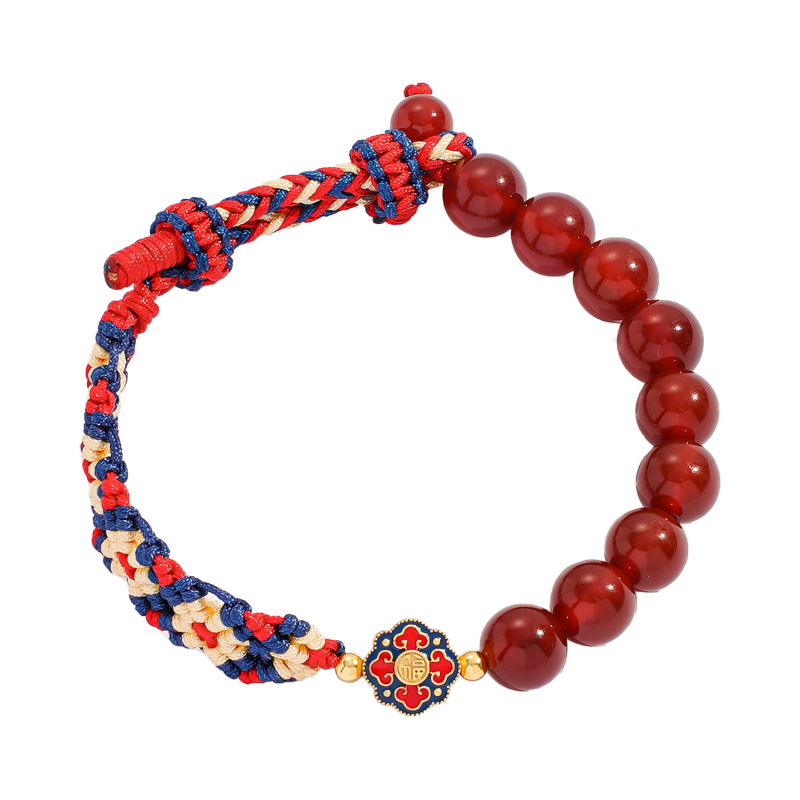 Βραχιόλι για γυναίκες, αχάτης, χειροποίητο πλεκτό, γεωμετρικός σχεδιασμός, σειρά κινεζικής κουλτούρας