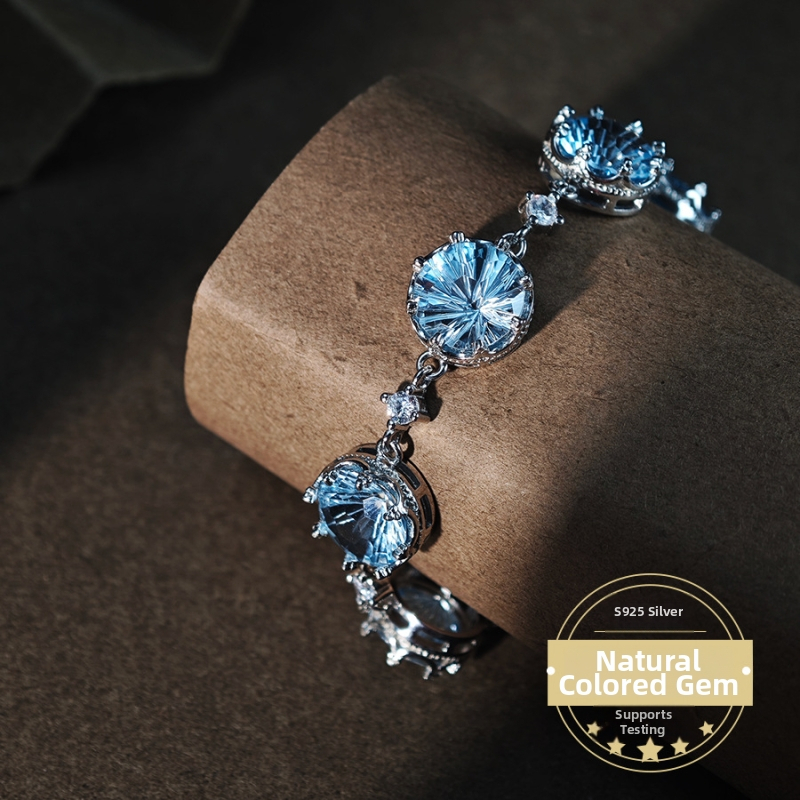 Náramok s topázom | Topáz kameň, Striebro vsadené, Vložená technika, Minimalistický štýl, 7 kusov