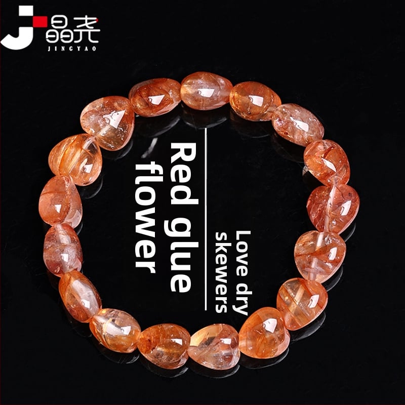 Βραχιόλι από φυσικό κρύσταλλο με σχέδιο καρδιάς από ρητίνη λουλουδιών, λείανση φινιρίσματος; μάρκα Jinyao, σετ 17 τεμαχίων, κατά της κόπωσης