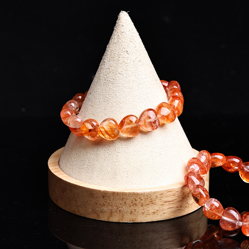 Βραχιόλι από φυσικό κρύσταλλο με σχέδιο καρδιάς από ρητίνη λουλουδιών, λείανση φινιρίσματος; μάρκα Jinyao, σετ 17 τεμαχίων, κατά της κόπωσης