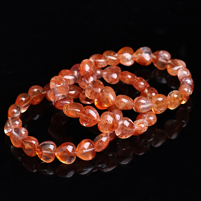 Βραχιόλι από φυσικό κρύσταλλο με σχέδιο καρδιάς από ρητίνη λουλουδιών, λείανση φινιρίσματος; μάρκα Jinyao, σετ 17 τεμαχίων, κατά της κόπωσης