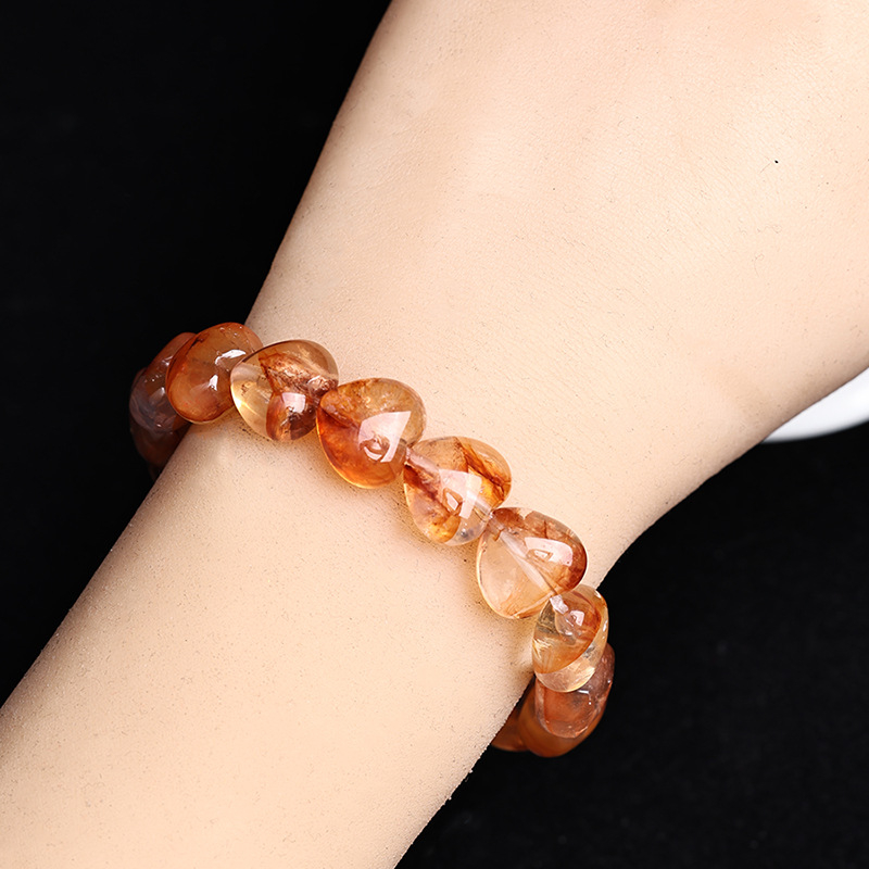 Βραχιόλι από φυσικό κρύσταλλο με σχέδιο καρδιάς από ρητίνη λουλουδιών, λείανση φινιρίσματος; μάρκα Jinyao, σετ 17 τεμαχίων, κατά της κόπωσης