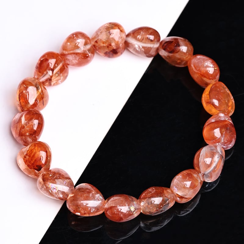 Βραχιόλι από φυσικό κρύσταλλο με σχέδιο καρδιάς από ρητίνη λουλουδιών, λείανση φινιρίσματος; μάρκα Jinyao, σετ 17 τεμαχίων, κατά της κόπωσης