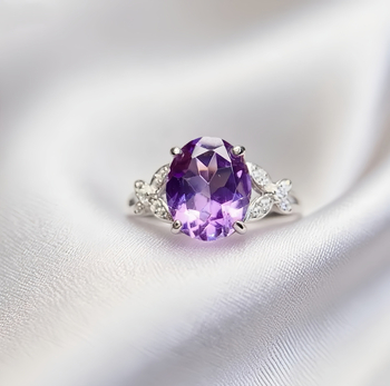 Χειροποίητο δαχτυλίδι με φυσικό αμέθυστο, ασήμι 925, με κεντρικό λίθο