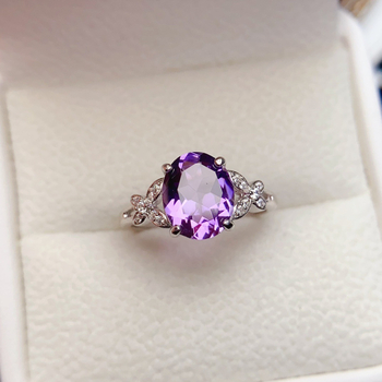 Χειροποίητο δαχτυλίδι με φυσικό αμέθυστο, ασήμι 925, με κεντρικό λίθο