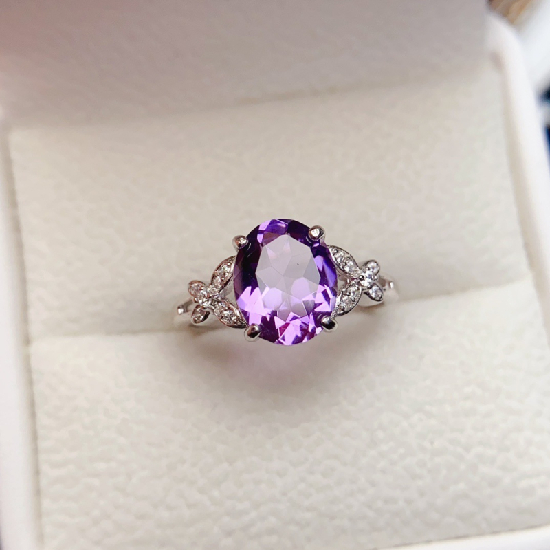 Χειροποίητο δαχτυλίδι με φυσικό αμέθυστο, ασήμι 925, με κεντρικό λίθο