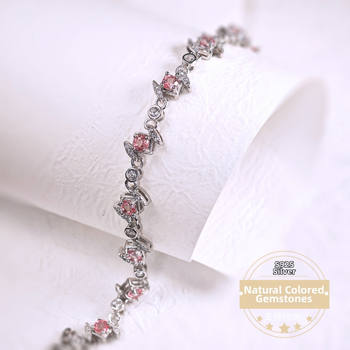 Βραχιόλι με S925 ασήμι και τοπάζ, ρόμβος, κορεατικό στυλ