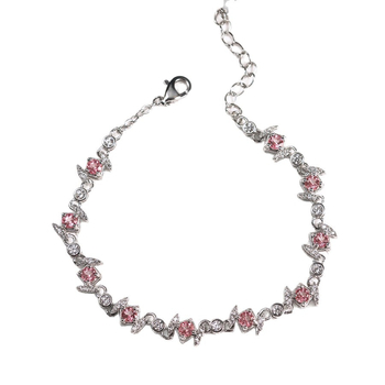 Βραχιόλι με S925 ασήμι και τοπάζ, ρόμβος, κορεατικό στυλ