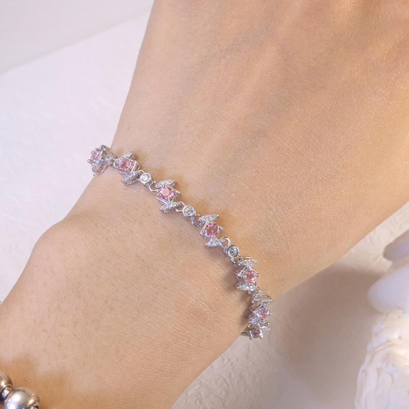 Βραχιόλι με S925 ασήμι και τοπάζ, ρόμβος, κορεατικό στυλ