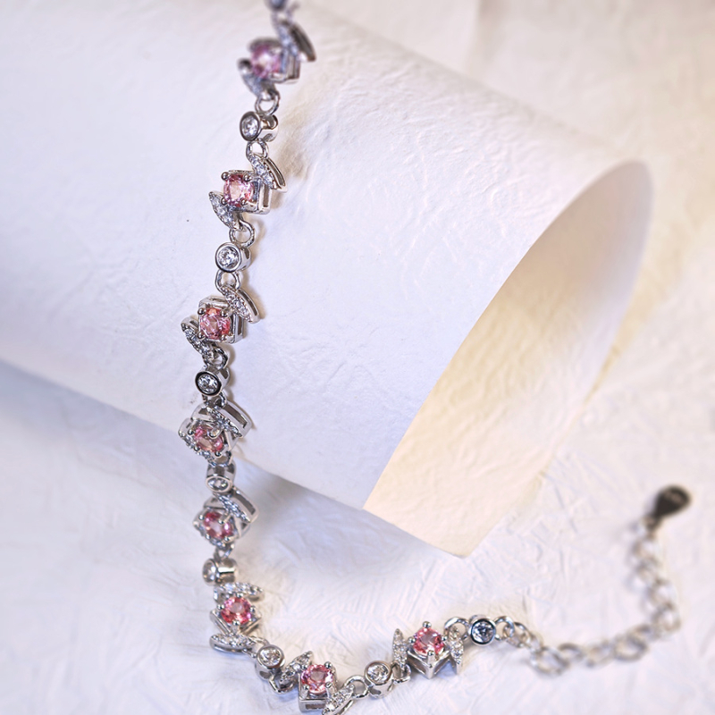 Βραχιόλι με S925 ασήμι και τοπάζ, ρόμβος, κορεατικό στυλ