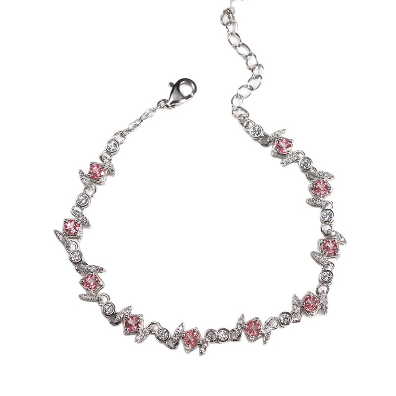 Βραχιόλι με S925 ασήμι και τοπάζ, ρόμβος, κορεατικό στυλ