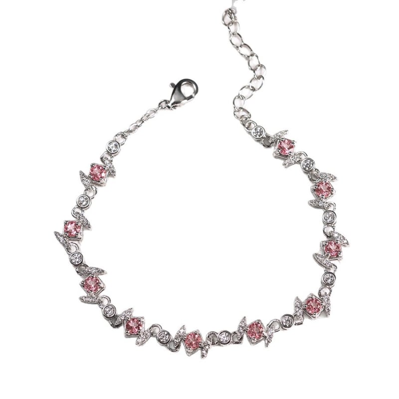 Βραχιόλι με S925 ασήμι και τοπάζ, ρόμβος, κορεατικό στυλ