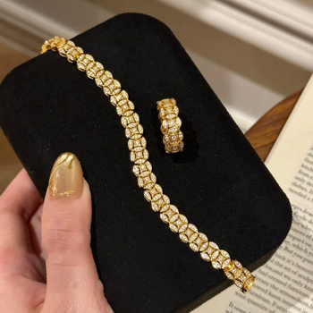 Narukvica - bakar-plastični materijal, cirkonij obradba, kružni kopča s novčićem, geometrijski oblik, ženski stil, Lanzan Jewelry Factory