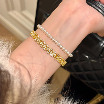 Narukvica - bakar-plastični materijal, cirkonij obradba, kružni kopča s novčićem, geometrijski oblik, ženski stil, Lanzan Jewelry Factory