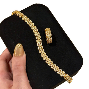 Narukvica - bakar-plastični materijal, cirkonij obradba, kružni kopča s novčićem, geometrijski oblik, ženski stil, Lanzan Jewelry Factory