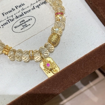 Zhuolan Jewelry Staklene perle s privjeskom u obliku cvijeta i elastična narukvica – Novi kineski stil, ženski dodatak za ruku
