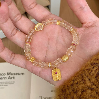 Zhuolan Jewelry Staklene perle s privjeskom u obliku cvijeta i elastična narukvica – Novi kineski stil, ženski dodatak za ruku