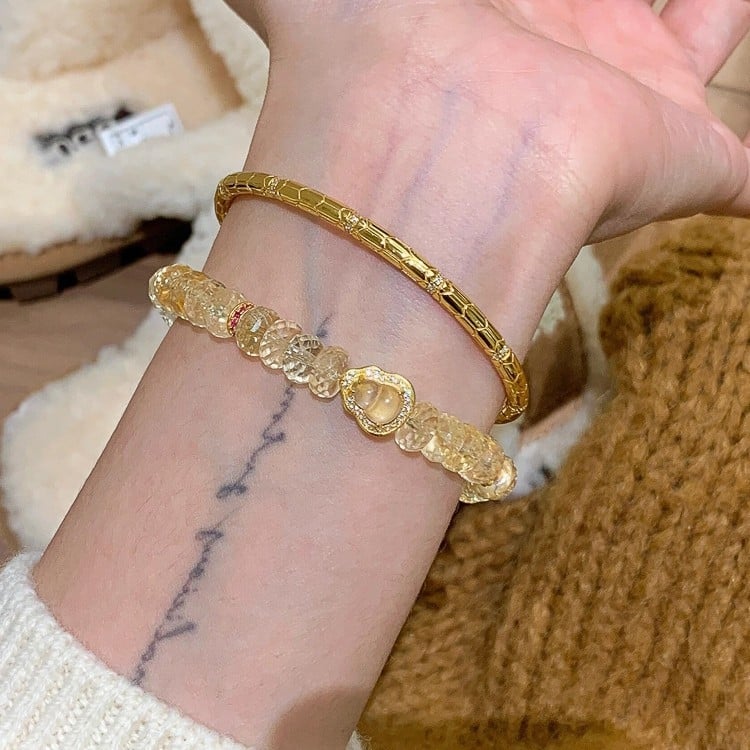 Zhuolan Jewelry Staklene perle s privjeskom u obliku cvijeta i elastična narukvica – Novi kineski stil, ženski dodatak za ruku
