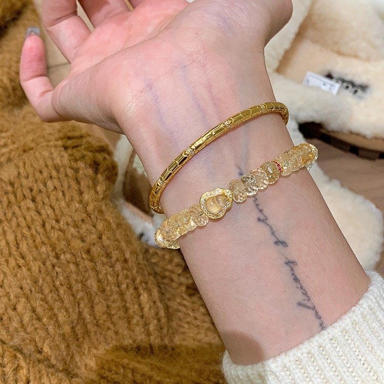 Zhuolan Jewelry Staklene perle s privjeskom u obliku cvijeta i elastična narukvica – Novi kineski stil, ženski dodatak za ruku