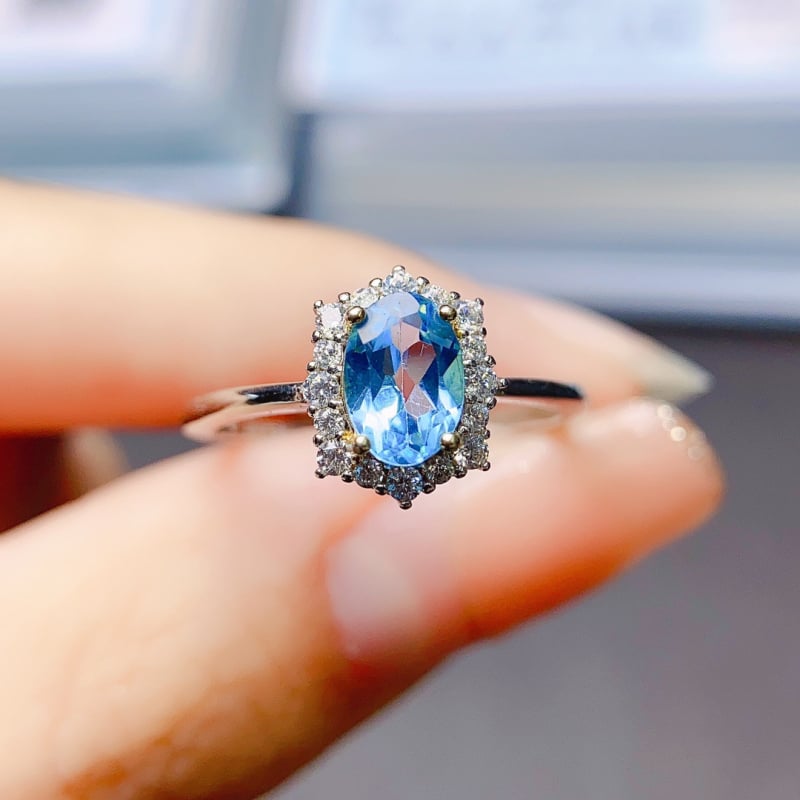 Δαχτυλίδι με φυσικό τοπάζ σε ασήμι 925, χειροποίητο, σειρά Caibao, δυνατότητα προσαρμογής