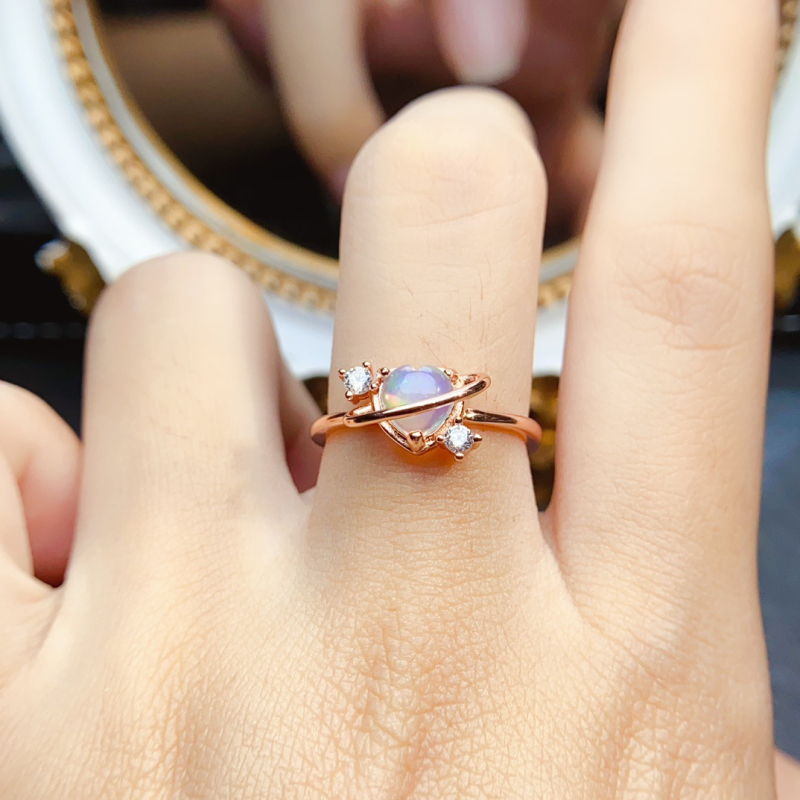 Δαχτυλίδι Όπαλ με ασήμι Sterling, με λίθους, κορεατικού στυλ γυναικείο δαχτυλίδι, αντι-κούραση