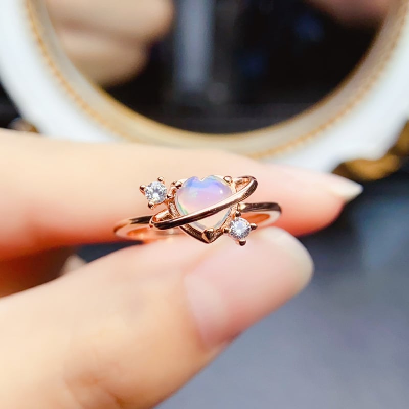 Δαχτυλίδι Όπαλ με ασήμι Sterling, με λίθους, κορεατικού στυλ γυναικείο δαχτυλίδι, αντι-κούραση