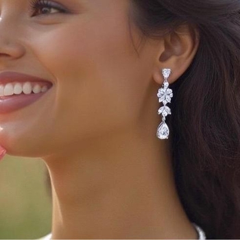 Set nakita za vjenčanje sa rhinestones (naušnice i ogrlica) - ručna izrada, umjetnički vintage stil, uzorci: srce/kapljica/zvono