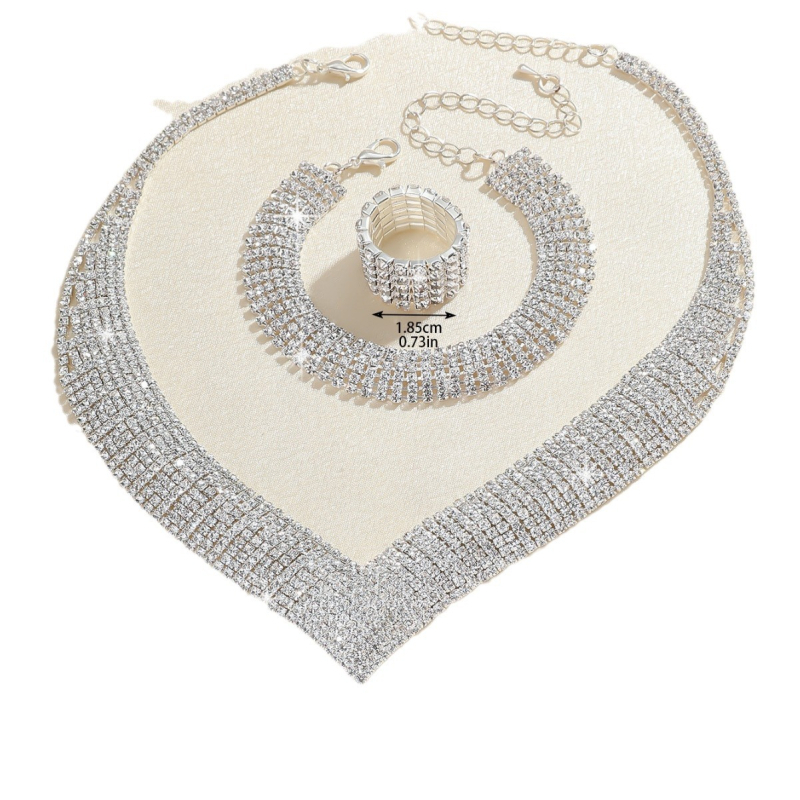 Colier cu rhinestones, placare electroplatină, lanț multistrat tip grab-chain, pandantiv din rhinestones, bijuterii feminine la modă