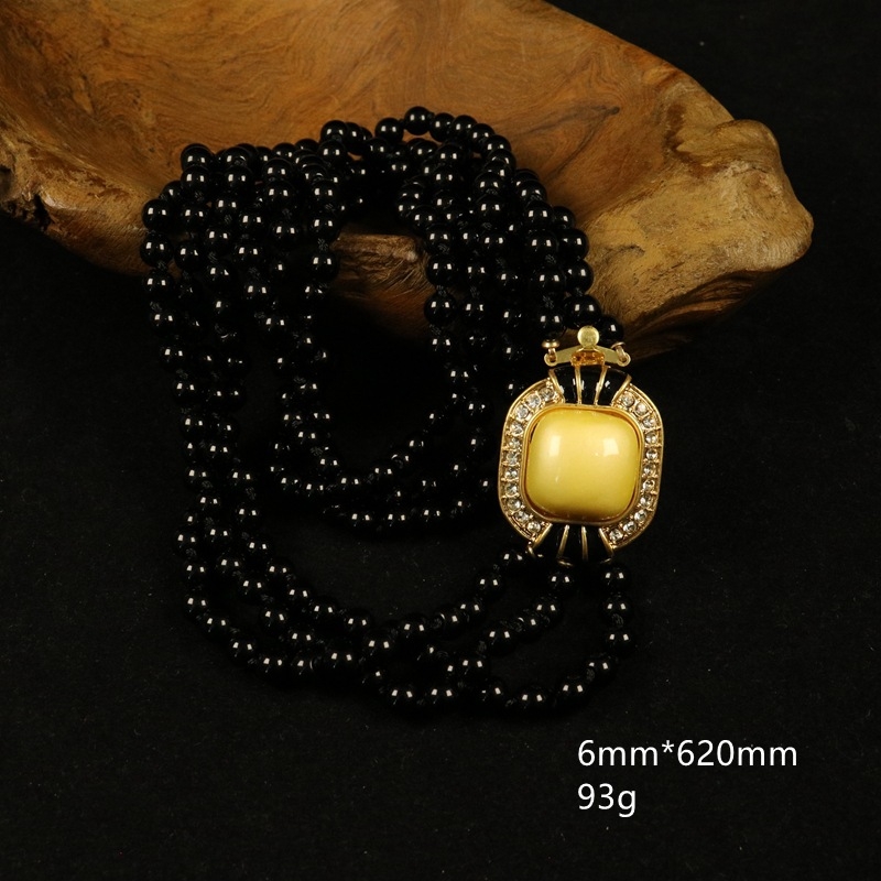 Set colier și cercei cu diamante – lanț cu bile, pandantiv geometric, aliaj de zinc, placare electroplatată, stil retro