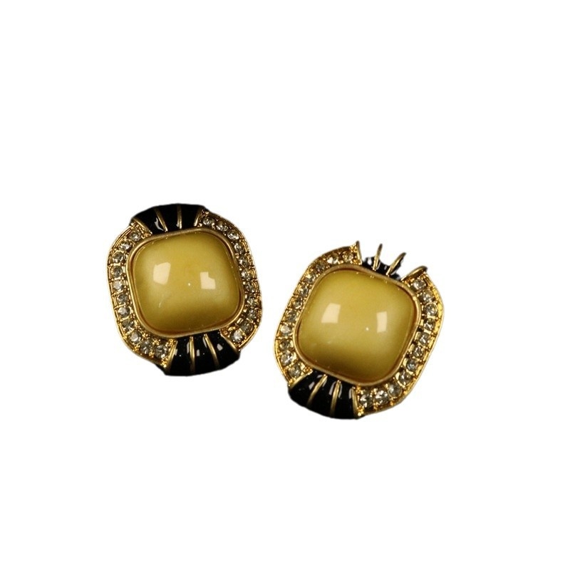 Set colier și cercei cu diamante – lanț cu bile, pandantiv geometric, aliaj de zinc, placare electroplatată, stil retro