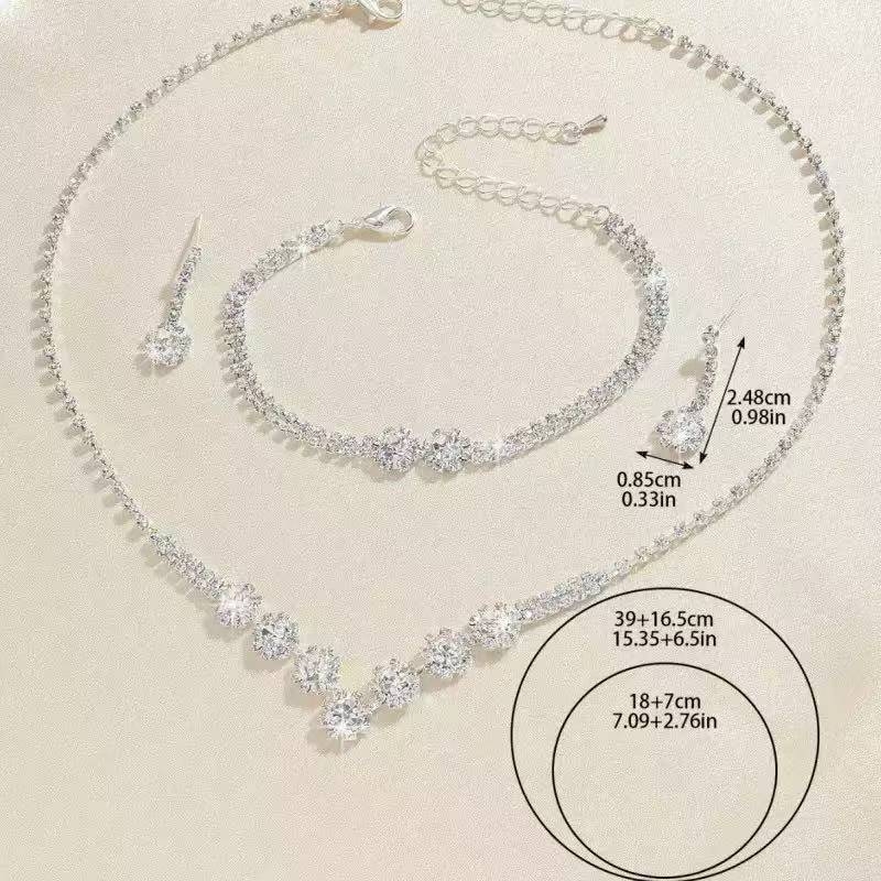 Trodjelni set nakita: bakar, elektroplatiranje, motiv suncokreta s rhinestones privjeskom; naušnice, ogrlica i narukvica