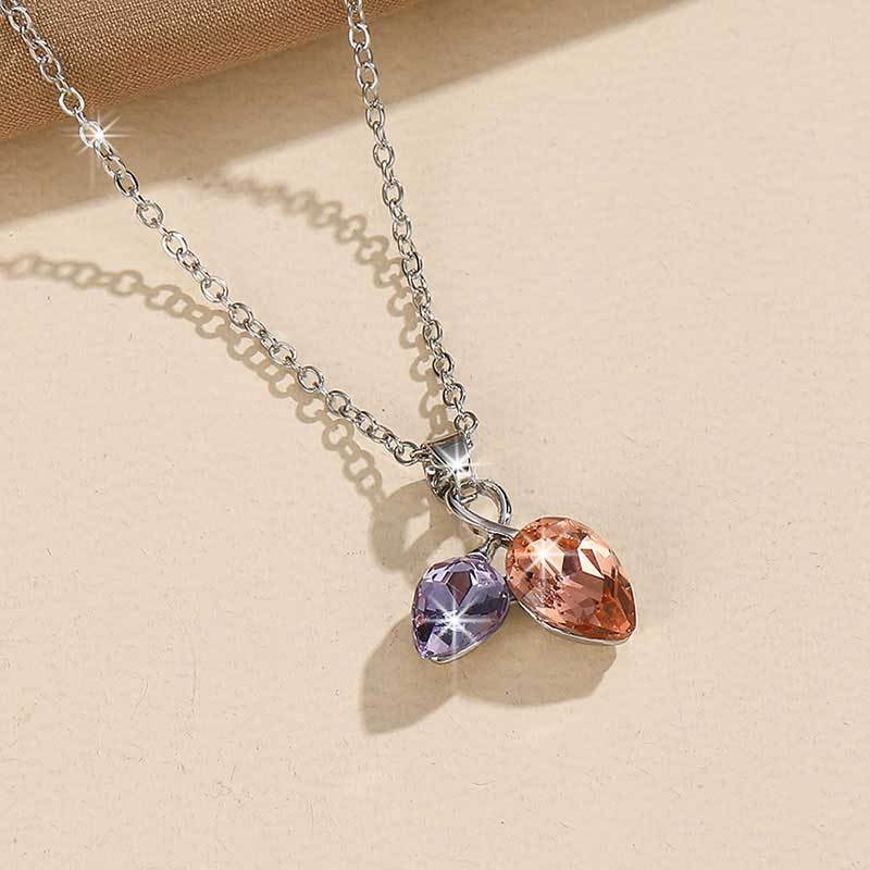 Dvodijelni set nakita: ogrlica i naušnice s dizajnom kristalnih listova, legura materijal, privjesak od umjetnog kristala, lanac u obliku O