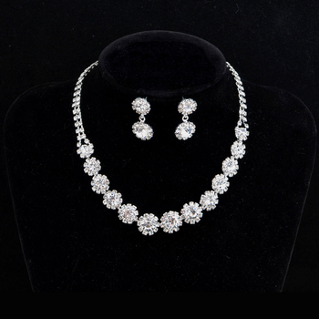 Brightest Star set ogrlice i naušnica s rhinestones na bambusnom lancu, legura, kamenje s dijamantnim sjajem
