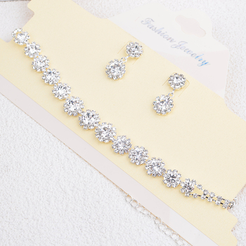 Brightest Star set ogrlice i naušnica s rhinestones na bambusnom lancu, legura, kamenje s dijamantnim sjajem