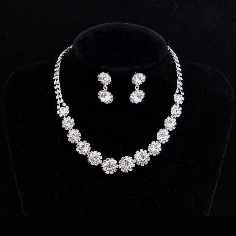Brightest Star set ogrlice i naušnica s rhinestones na bambusnom lancu, legura, kamenje s dijamantnim sjajem