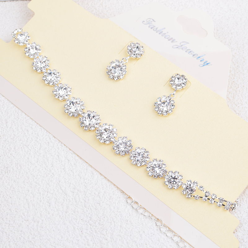 Brightest Star set ogrlice i naušnica s rhinestones na bambusnom lancu, legura, kamenje s dijamantnim sjajem