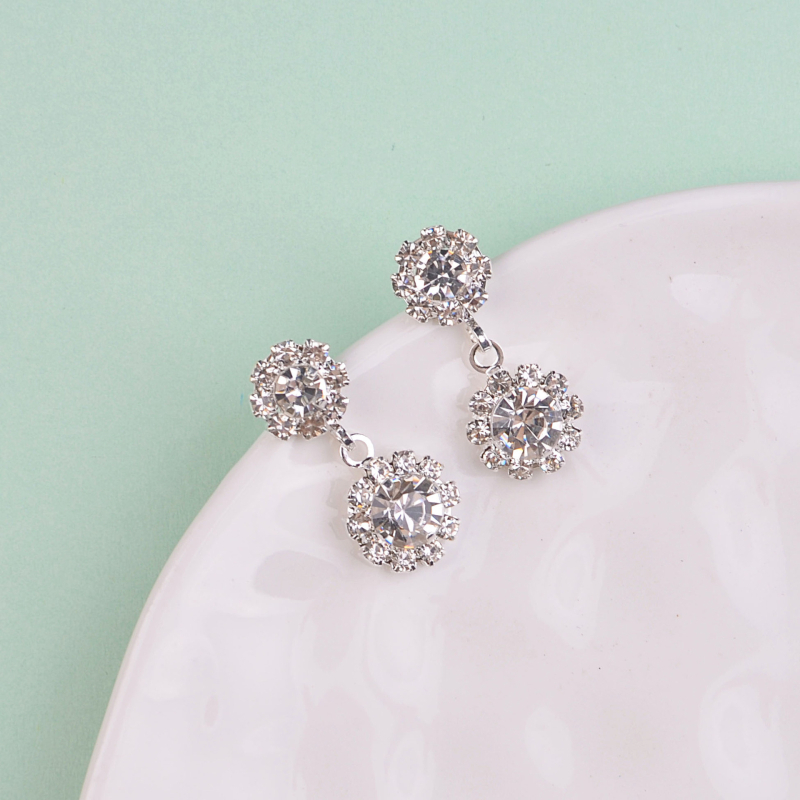 Brightest Star set ogrlice i naušnica s rhinestones na bambusnom lancu, legura, kamenje s dijamantnim sjajem