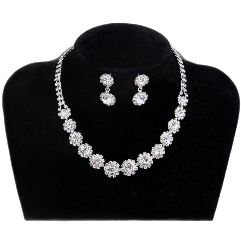 Brightest Star set ogrlice i naušnica s rhinestones na bambusnom lancu, legura, kamenje s dijamantnim sjajem