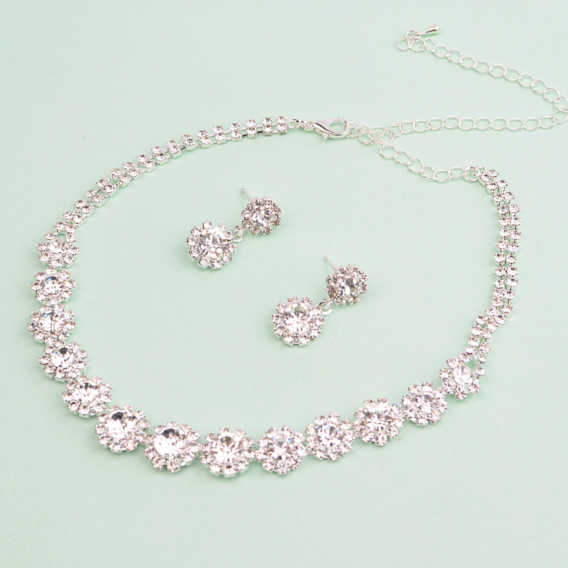 Brightest Star set ogrlice i naušnica s rhinestones na bambusnom lancu, legura, kamenje s dijamantnim sjajem