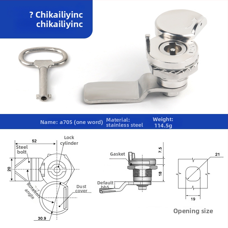 A705 valodas slēdzene ārējai sadales kastītei – cilindriskā slēdzena, cinka sakausējums, universāls pielietojums, mūsdienīgs vienkāršs dizains