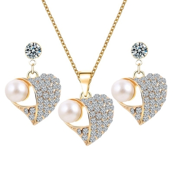 Set de bijuterii pentru femei - colier și cercei din aliaj, prelucrare cu diamant, lanț O, pandantiv din aliaj, 2 piese