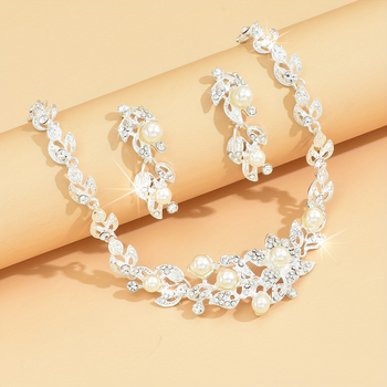 Set de bijuterii de mireasă: aliaj, inserție rhinestone, motiv ancoră, cercei și colier, stil lux lejer