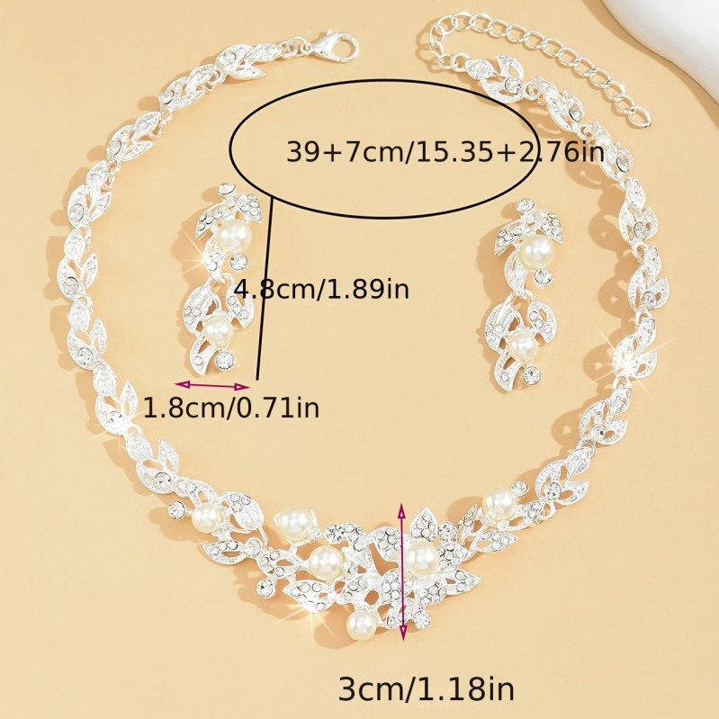 Set de bijuterii de mireasă: aliaj, inserție rhinestone, motiv ancoră, cercei și colier, stil lux lejer