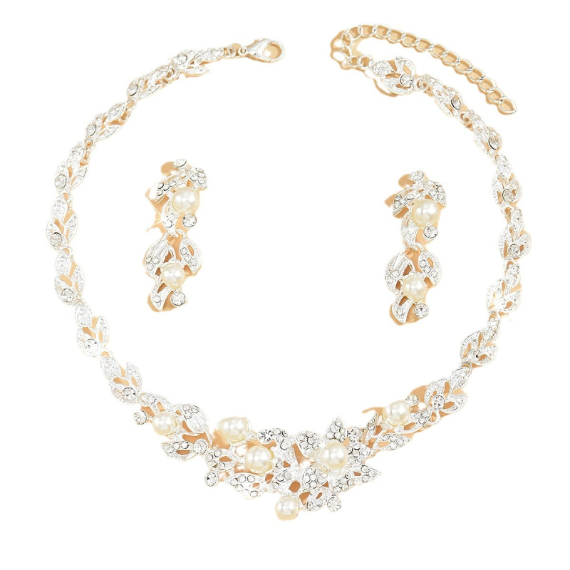 Set de bijuterii de mireasă: aliaj, inserție rhinestone, motiv ancoră, cercei și colier, stil lux lejer