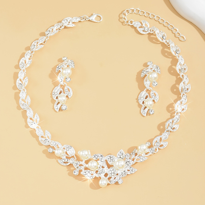 Set de bijuterii de mireasă: aliaj, inserție rhinestone, motiv ancoră, cercei și colier, stil lux lejer