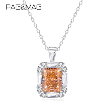 PAG&MAG 925 srebrna ogrlica s geometrijskim kvadratnim privjeskom, križna lančić, 4.16 g, za žene