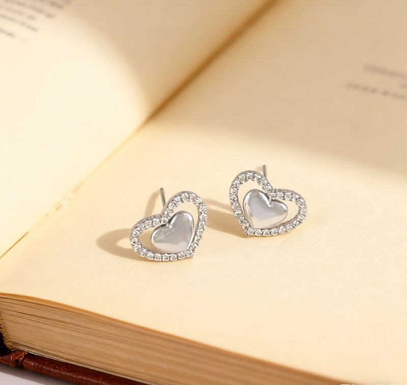 Σκουλαρίκια από χαλκό, σε σχήμα καρδιάς, φθινοπωρινό 2025, μοντέρνο στυλ